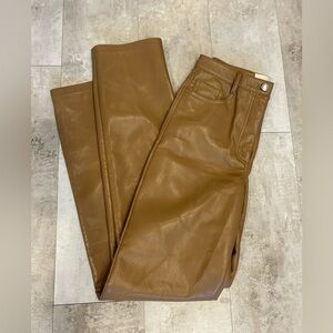Wilfred The Melina Pant in Cognac Faux Leather Aritzia Vegan Leather Straight